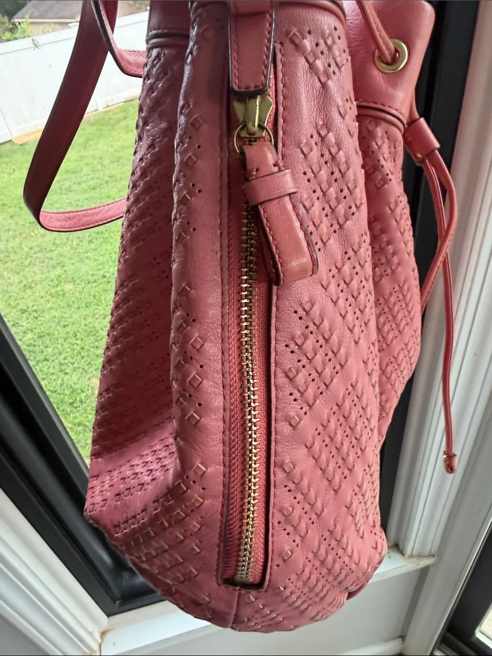 Coach Madison Marielle Pink Drawstring Barrel Bag with drawstring